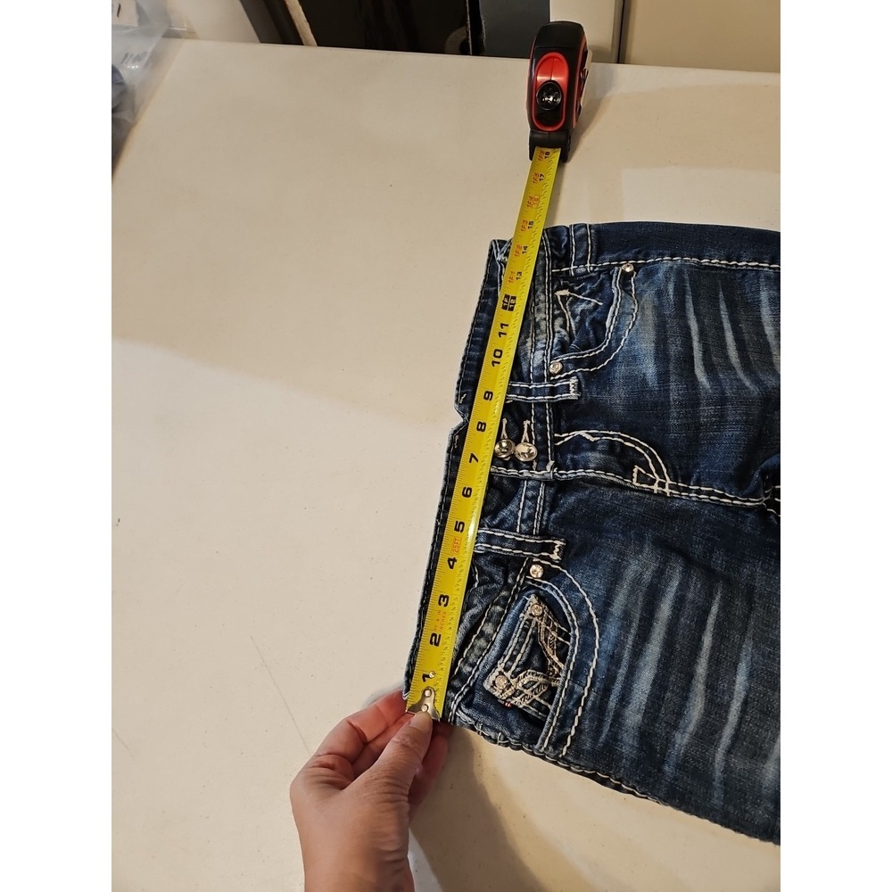 Vigoss Capri Jeans Womens 3/4 "The Dallas Capri" Thick Stitch Rhinestones (A1104 - Picture 5 of 6